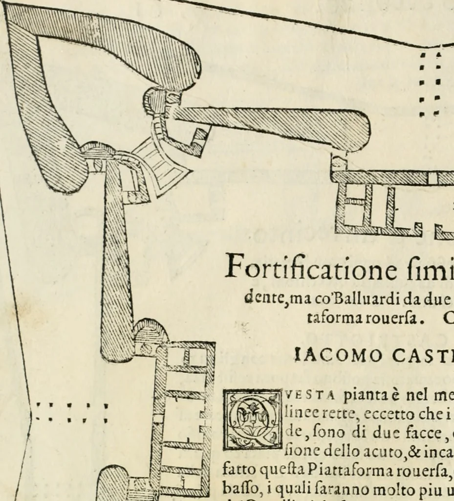An illustration from Della fortificatione delle città, 1564, leaf 133