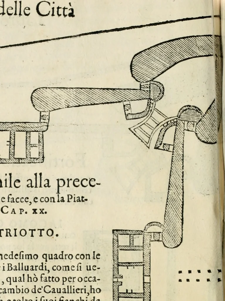 An illustration from Della fortificatione delle città, 1564, leaf 133
