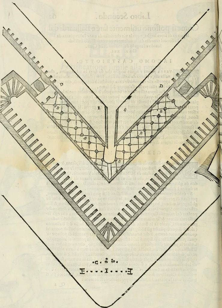 An illustration from Della fortificatione delle città, 1564, leaf 135