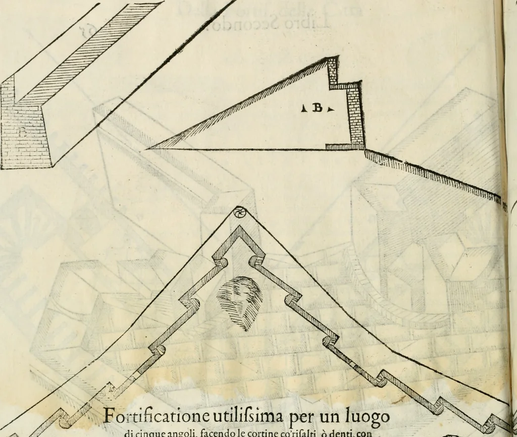 An illustration from Della fortificatione delle città, 1564, leaf 137