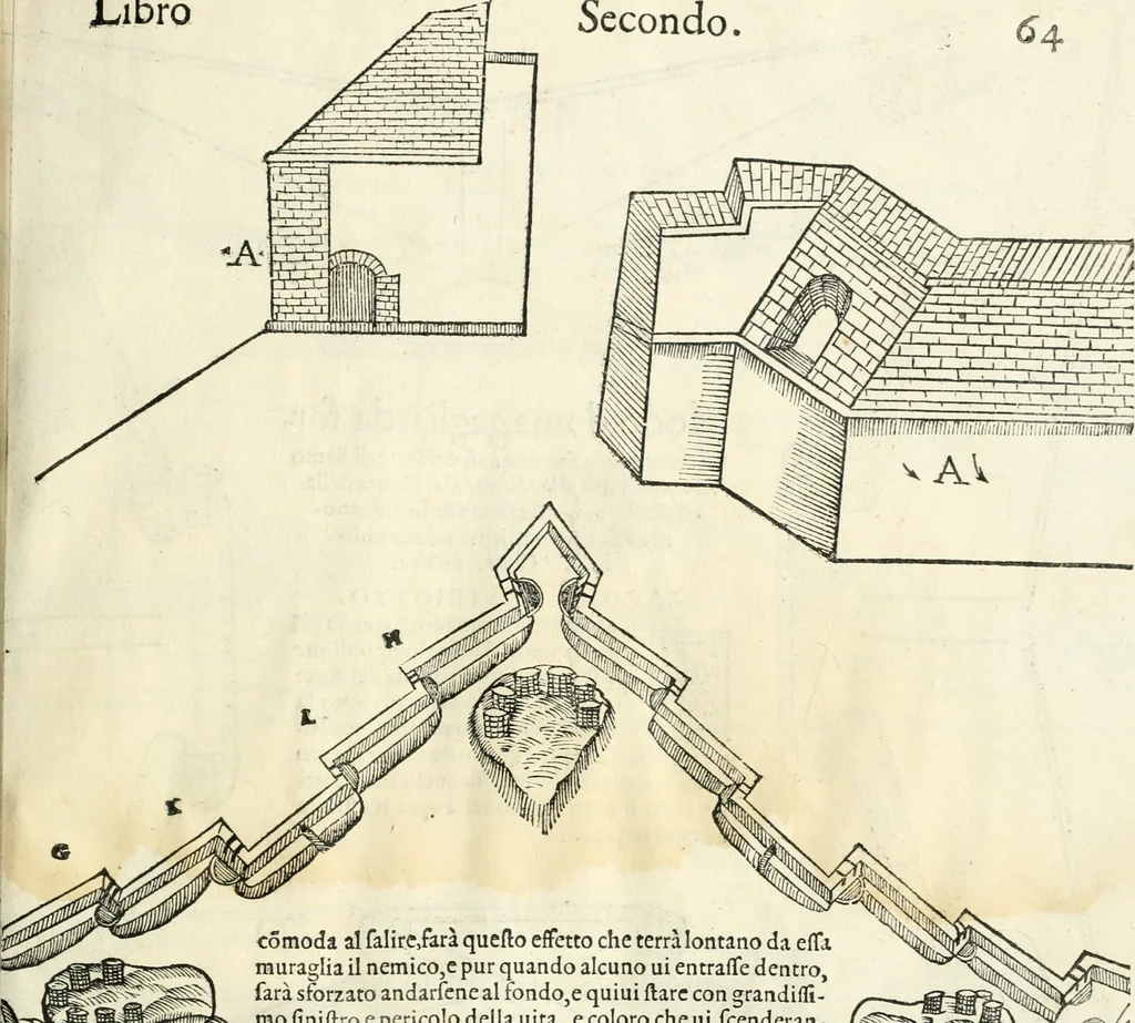 An illustration from Della fortificatione delle città, 1564, leaf 138