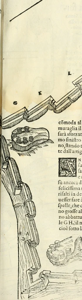 An illustration from Della fortificatione delle città, 1564, leaf 138