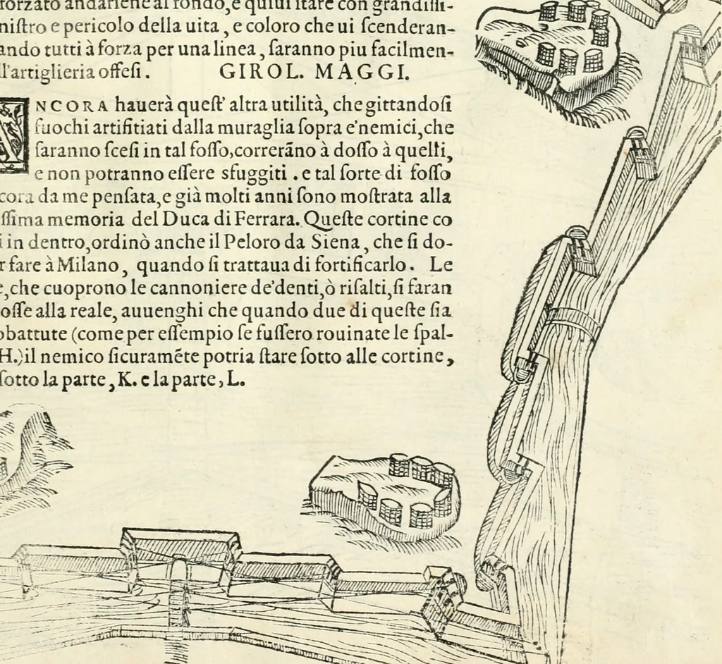 An illustration from Della fortificatione delle città, 1564, leaf 138