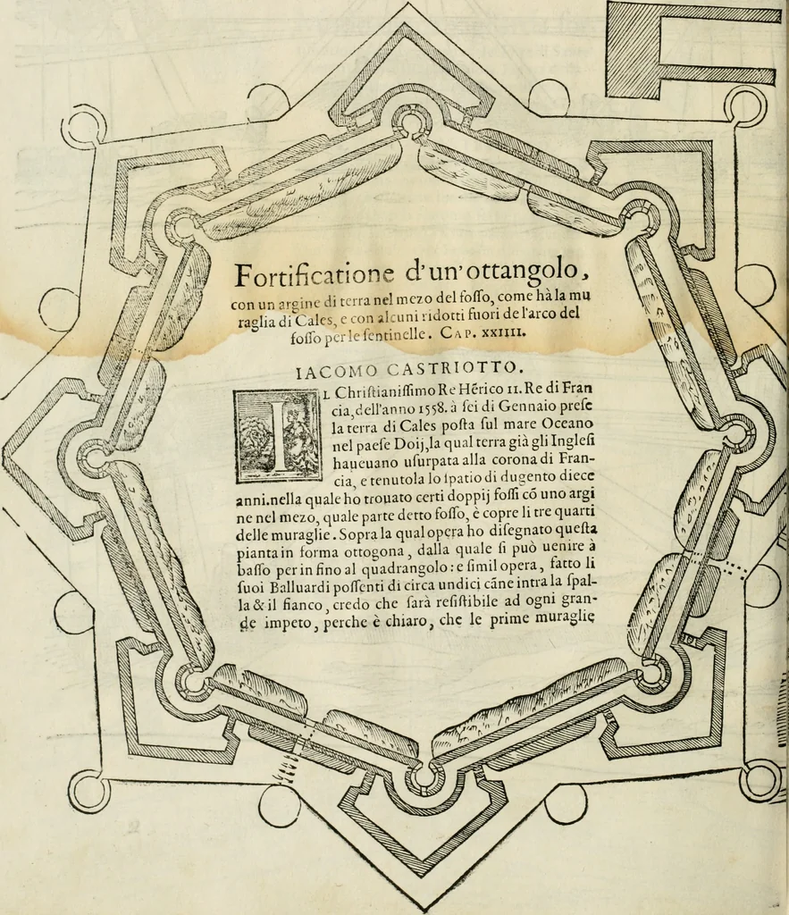 An illustration from Della fortificatione delle città, 1564, leaf 141