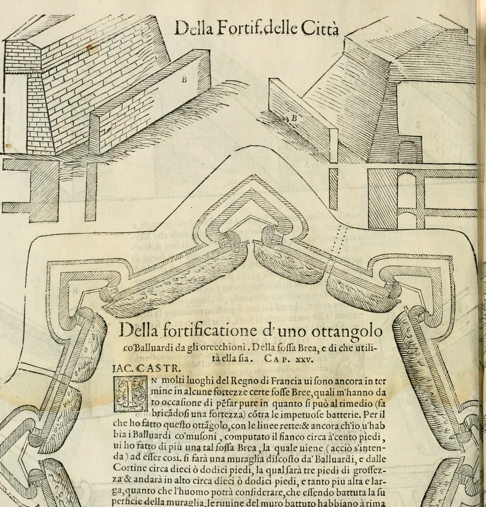 An illustration from Della fortificatione delle città, 1564, leaf 143