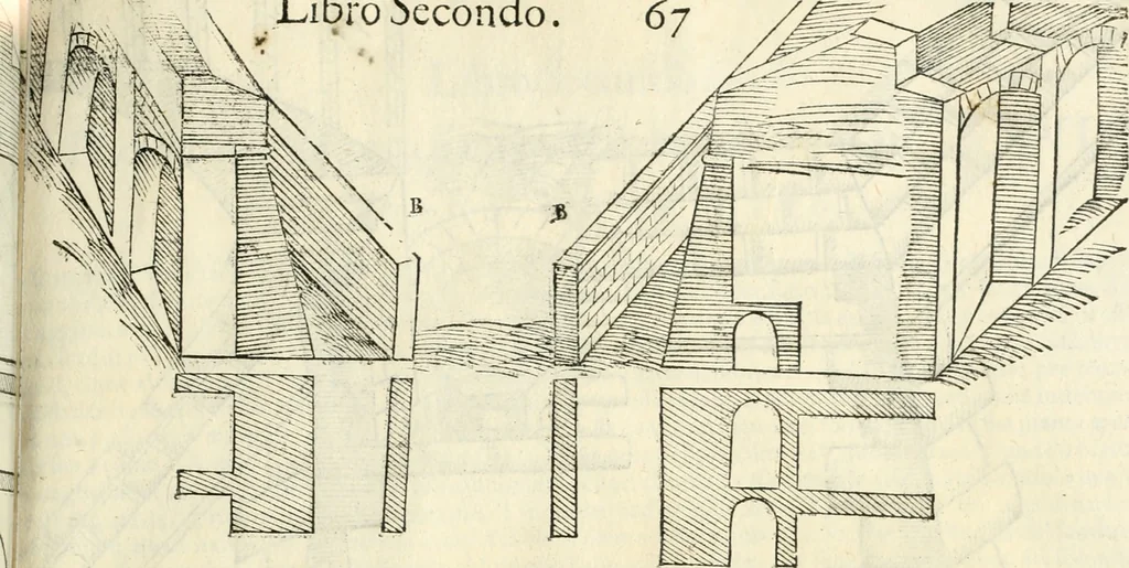 An illustration from Della fortificatione delle città, 1564, leaf 144