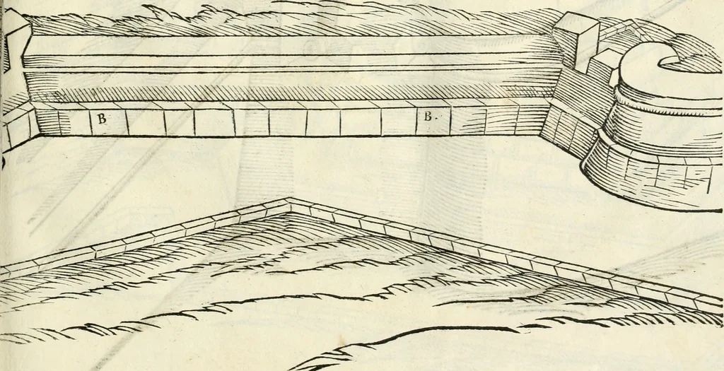 An illustration from Della fortificatione delle città, 1564, leaf 144