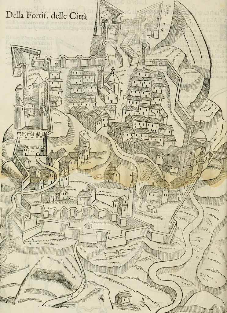 An illustration from Della fortificatione delle città, 1564, leaf 163