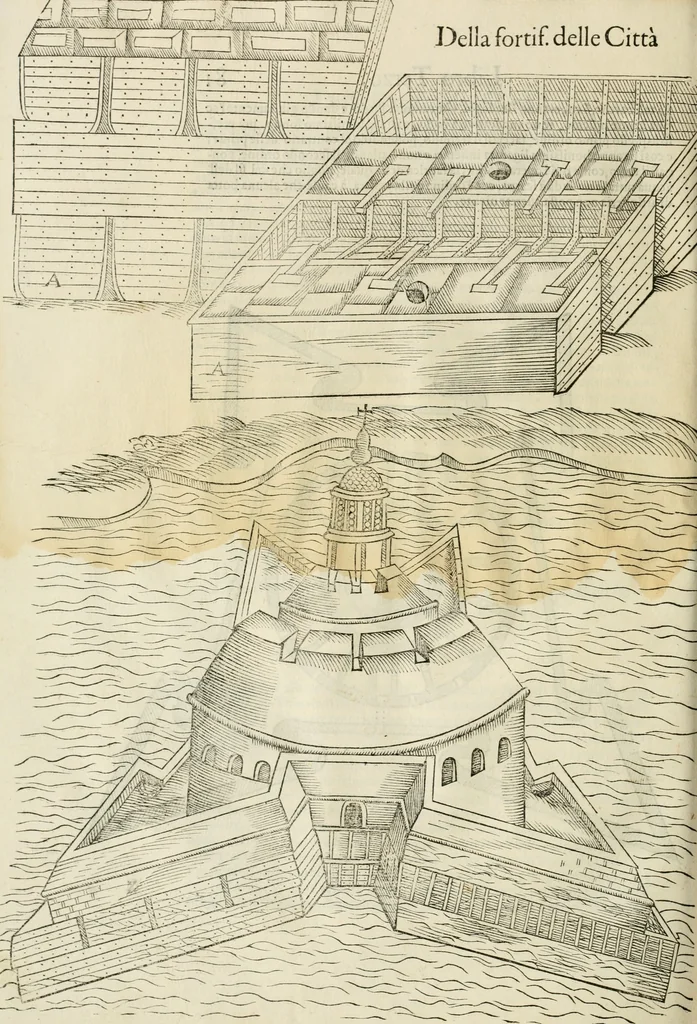 An illustration from Della fortificatione delle città, 1564, leaf 173