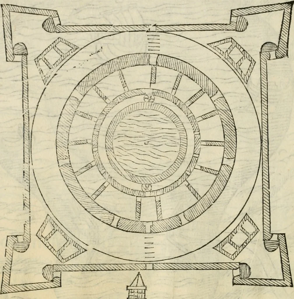 An illustration from Della fortificatione delle città, 1564, leaf 177