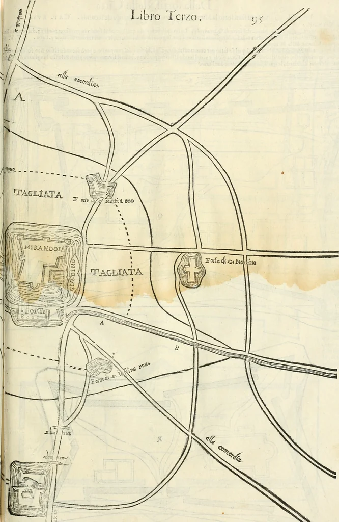 An illustration from Della fortificatione delle città, 1564, leaf 200