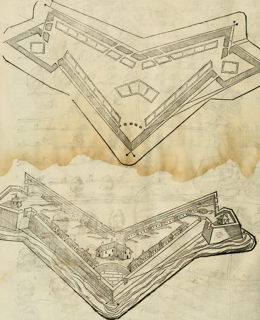 An illustration from Della fortificatione delle città, 1564, leaf 209