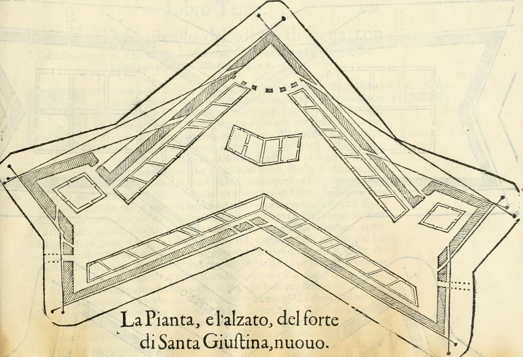 An illustration from Della fortificatione delle città, 1564, leaf 210