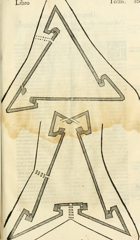 An illustration from Della fortificatione delle città, 1564, leaf 222