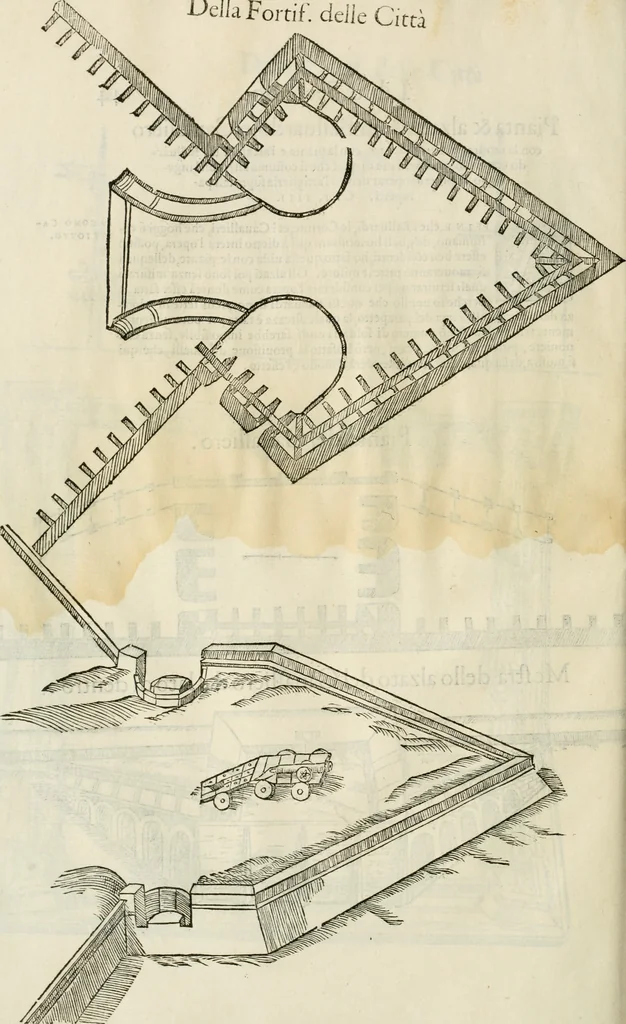 An illustration from Della fortificatione delle città, 1564, leaf 99