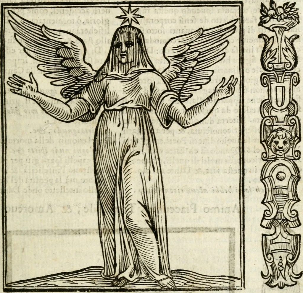 An illustration from Della nouissima Iconologia di Cesare Ripa Perugino Caualier de SS. Mauritio & Lazzaro : parte prima [-terza] : nella quale si descriuono diuerse imagini di virtu, vitij, affetti, passioni humane, arti, discipline, humori, elementi, corpi celesti, prouincie d'Italia, fiumi tutte parte del mondo, & altre infinite materie : opera utile ad oratori, predicatori, poeti, pittori, scultori, disegnatori, & ad'ogni studioso : per inuentar concetti, emblemi, ed'imprese, per diuisare qual si voglia apparato nutiale, funerale, trionsale : per rappresentar poemi drammatici, e per figurare co' suoi proprij simboli ciò che può cadere in pensiero humano : ampliata in quest' ultima editione non solo dallostesso auttore di trecento e cinquantadue imagini con molti discorsi pieni di varia eruditione & con molti indici copiosi, 1625, leaf 102