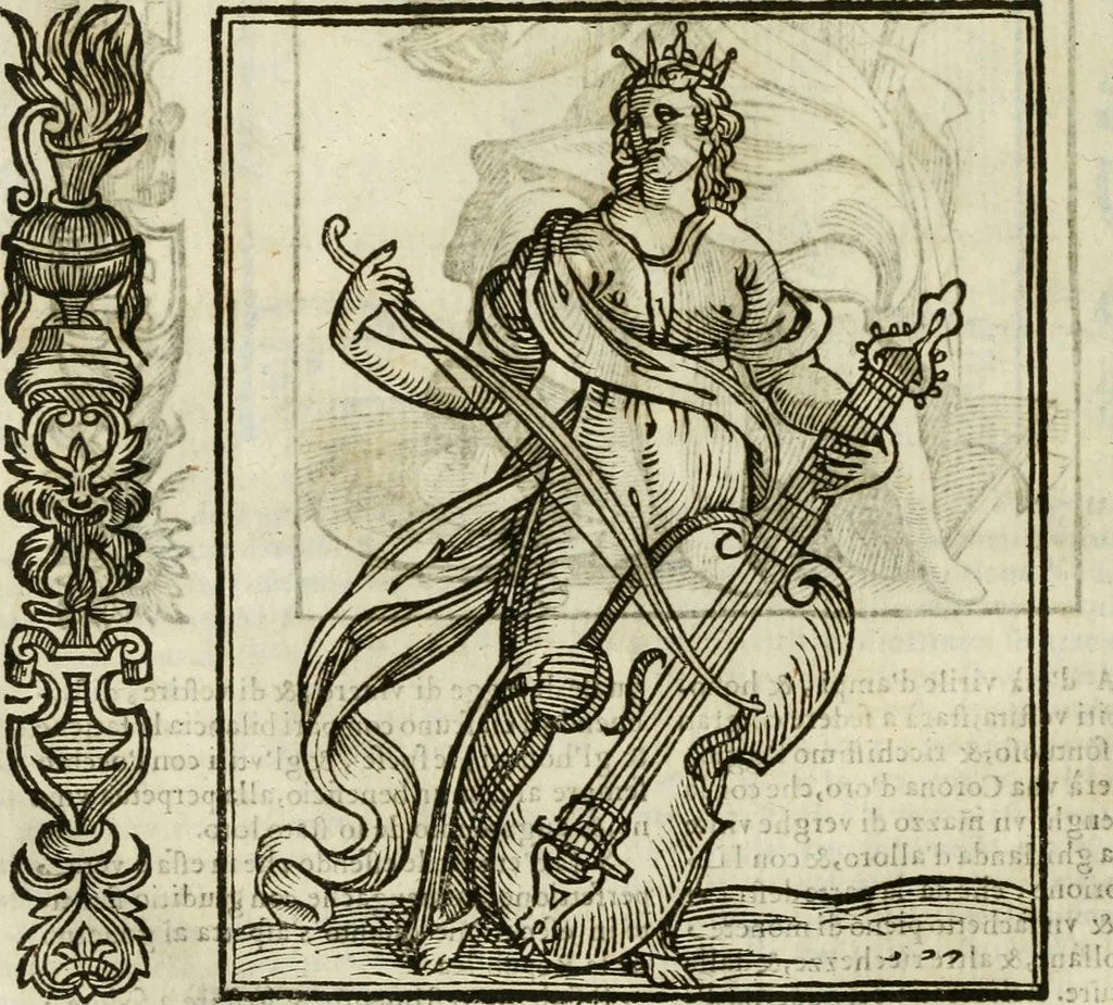 An illustration from Della nouissima Iconologia di Cesare Ripa Perugino Caualier de SS. Mauritio & Lazzaro : parte prima [-terza] : nella quale si descriuono diuerse imagini di virtu, vitij, affetti, passioni humane, arti, discipline, humori, elementi, corpi celesti, prouincie d'Italia, fiumi tutte parte del mondo, & altre infinite materie : opera utile ad oratori, predicatori, poeti, pittori, scultori, disegnatori, & ad'ogni studioso : per inuentar concetti, emblemi, ed'imprese, per diuisare qual si voglia apparato nutiale, funerale, trionsale : per rappresentar poemi drammatici, e per figurare co' suoi proprij simboli ciò che può cadere in pensiero humano : ampliata in quest' ultima editione non solo dallostesso auttore di trecento e cinquantadue imagini con molti discorsi pieni di varia eruditione & con molti indici copiosi, 1625, leaf 111