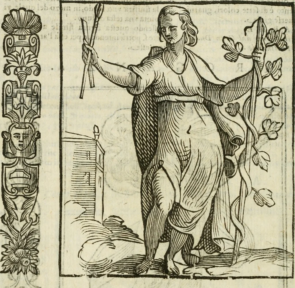 An illustration from Della nouissima Iconologia di Cesare Ripa Perugino Caualier de SS. Mauritio & Lazzaro : parte prima [-terza] : nella quale si descriuono diuerse imagini di virtu, vitij, affetti, passioni humane, arti, discipline, humori, elementi, corpi celesti, prouincie d'Italia, fiumi tutte parte del mondo, & altre infinite materie : opera utile ad oratori, predicatori, poeti, pittori, scultori, disegnatori, & ad'ogni studioso : per inuentar concetti, emblemi, ed'imprese, per diuisare qual si voglia apparato nutiale, funerale, trionsale : per rappresentar poemi drammatici, e per figurare co' suoi proprij simboli ciò che può cadere in pensiero humano : ampliata in quest' ultima editione non solo dallostesso auttore di trecento e cinquantadue imagini con molti discorsi pieni di varia eruditione & con molti indici copiosi, 1625, leaf 113