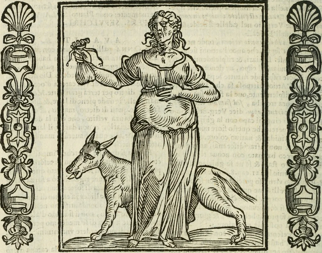 An illustration from Della nouissima Iconologia di Cesare Ripa Perugino Caualier de SS. Mauritio & Lazzaro : parte prima [-terza] : nella quale si descriuono diuerse imagini di virtu, vitij, affetti, passioni humane, arti, discipline, humori, elementi, corpi celesti, prouincie d'Italia, fiumi tutte parte del mondo, & altre infinite materie : opera utile ad oratori, predicatori, poeti, pittori, scultori, disegnatori, & ad'ogni studioso : per inuentar concetti, emblemi, ed'imprese, per diuisare qual si voglia apparato nutiale, funerale, trionsale : per rappresentar poemi drammatici, e per figurare co' suoi proprij simboli ciò che può cadere in pensiero humano : ampliata in quest' ultima editione non solo dallostesso auttore di trecento e cinquantadue imagini con molti discorsi pieni di varia eruditione & con molti indici copiosi, 1625, leaf 121