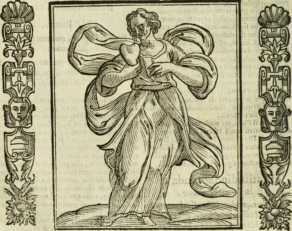 An illustration from Della nouissima Iconologia di Cesare Ripa Perugino Caualier de SS. Mauritio & Lazzaro : parte prima [-terza] : nella quale si descriuono diuerse imagini di virtu, vitij, affetti, passioni humane, arti, discipline, humori, elementi, corpi celesti, prouincie d'Italia, fiumi tutte parte del mondo, & altre infinite materie : opera utile ad oratori, predicatori, poeti, pittori, scultori, disegnatori, & ad'ogni studioso : per inuentar concetti, emblemi, ed'imprese, per diuisare qual si voglia apparato nutiale, funerale, trionsale : per rappresentar poemi drammatici, e per figurare co' suoi proprij simboli ciò che può cadere in pensiero humano : ampliata in quest' ultima editione non solo dallostesso auttore di trecento e cinquantadue imagini con molti discorsi pieni di varia eruditione & con molti indici copiosi, 1625, leaf 127