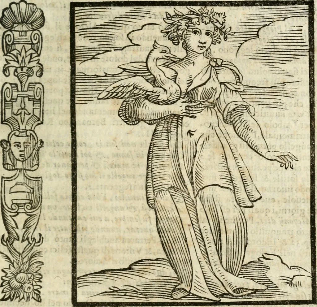 An illustration from Della nouissima Iconologia di Cesare Ripa Perugino Caualier de SS. Mauritio & Lazzaro : parte prima [-terza] : nella quale si descriuono diuerse imagini di virtu, vitij, affetti, passioni humane, arti, discipline, humori, elementi, corpi celesti, prouincie d'Italia, fiumi tutte parte del mondo, & altre infinite materie : opera utile ad oratori, predicatori, poeti, pittori, scultori, disegnatori, & ad'ogni studioso : per inuentar concetti, emblemi, ed'imprese, per diuisare qual si voglia apparato nutiale, funerale, trionsale : per rappresentar poemi drammatici, e per figurare co' suoi proprij simboli ciò che può cadere in pensiero humano : ampliata in quest' ultima editione non solo dallostesso auttore di trecento e cinquantadue imagini con molti discorsi pieni di varia eruditione & con molti indici copiosi, 1625, leaf 134