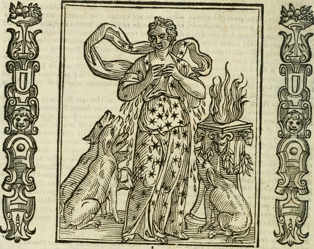 An illustration from Della nouissima Iconologia di Cesare Ripa Perugino Caualier de SS. Mauritio & Lazzaro : parte prima [-terza] : nella quale si descriuono diuerse imagini di virtu, vitij, affetti, passioni humane, arti, discipline, humori, elementi, corpi celesti, prouincie d'Italia, fiumi tutte parte del mondo, & altre infinite materie : opera utile ad oratori, predicatori, poeti, pittori, scultori, disegnatori, & ad'ogni studioso : per inuentar concetti, emblemi, ed'imprese, per diuisare qual si voglia apparato nutiale, funerale, trionsale : per rappresentar poemi drammatici, e per figurare co' suoi proprij simboli ciò che può cadere in pensiero humano : ampliata in quest' ultima editione non solo dallostesso auttore di trecento e cinquantadue imagini con molti discorsi pieni di varia eruditione & con molti indici copiosi, 1625, leaf 139