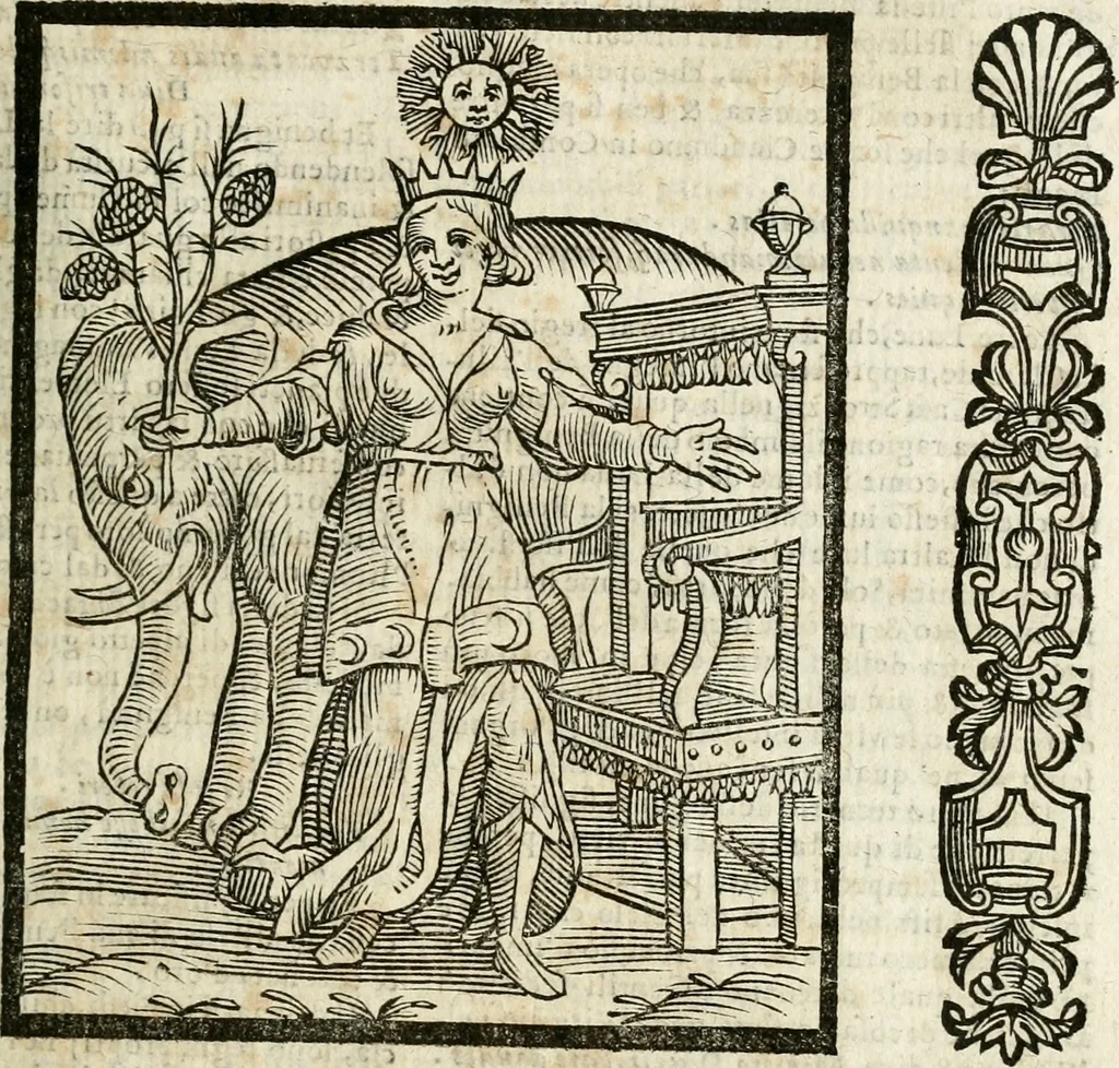 An illustration from Della nouissima Iconologia di Cesare Ripa Perugino Caualier de SS. Mauritio & Lazzaro : parte prima [-terza] : nella quale si descriuono diuerse imagini di virtu, vitij, affetti, passioni humane, arti, discipline, humori, elementi, corpi celesti, prouincie d'Italia, fiumi tutte parte del mondo, & altre infinite materie : opera utile ad oratori, predicatori, poeti, pittori, scultori, disegnatori, & ad'ogni studioso : per inuentar concetti, emblemi, ed'imprese, per diuisare qual si voglia apparato nutiale, funerale, trionsale : per rappresentar poemi drammatici, e per figurare co' suoi proprij simboli ciò che può cadere in pensiero humano : ampliata in quest' ultima editione non solo dallostesso auttore di trecento e cinquantadue imagini con molti discorsi pieni di varia eruditione & con molti indici copiosi, 1625, leaf 140