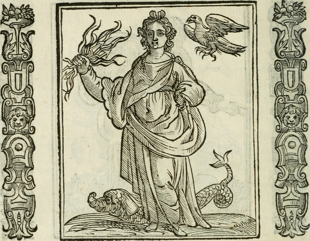 An illustration from Della nouissima Iconologia di Cesare Ripa Perugino Caualier de SS. Mauritio & Lazzaro : parte prima [-terza] : nella quale si descriuono diuerse imagini di virtu, vitij, affetti, passioni humane, arti, discipline, humori, elementi, corpi celesti, prouincie d'Italia, fiumi tutte parte del mondo, & altre infinite materie : opera utile ad oratori, predicatori, poeti, pittori, scultori, disegnatori, & ad'ogni studioso : per inuentar concetti, emblemi, ed'imprese, per diuisare qual si voglia apparato nutiale, funerale, trionsale : per rappresentar poemi drammatici, e per figurare co' suoi proprij simboli ciò che può cadere in pensiero humano : ampliata in quest' ultima editione non solo dallostesso auttore di trecento e cinquantadue imagini con molti discorsi pieni di varia eruditione & con molti indici copiosi, 1625, leaf 163