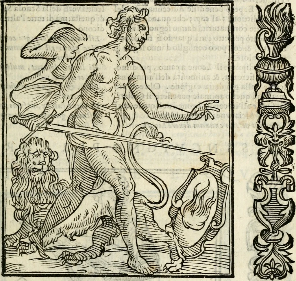 An illustration from Della nouissima Iconologia di Cesare Ripa Perugino Caualier de SS. Mauritio & Lazzaro : parte prima [-terza] : nella quale si descriuono diuerse imagini di virtu, vitij, affetti, passioni humane, arti, discipline, humori, elementi, corpi celesti, prouincie d'Italia, fiumi tutte parte del mondo, & altre infinite materie : opera utile ad oratori, predicatori, poeti, pittori, scultori, disegnatori, & ad'ogni studioso : per inuentar concetti, emblemi, ed'imprese, per diuisare qual si voglia apparato nutiale, funerale, trionsale : per rappresentar poemi drammatici, e per figurare co' suoi proprij simboli ciò che può cadere in pensiero humano : ampliata in quest' ultima editione non solo dallostesso auttore di trecento e cinquantadue imagini con molti discorsi pieni di varia eruditione & con molti indici copiosi, 1625, leaf 172