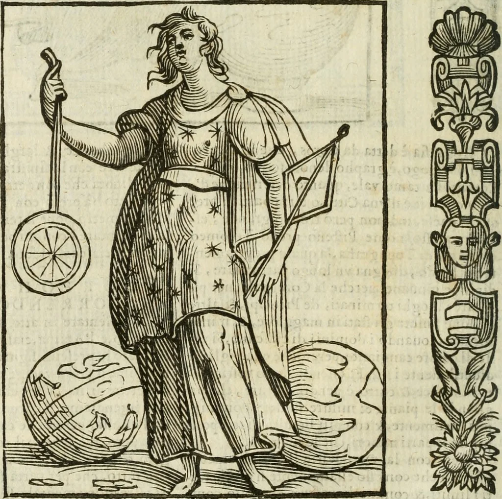 An illustration from Della nouissima Iconologia di Cesare Ripa Perugino Caualier de SS. Mauritio & Lazzaro : parte prima [-terza] : nella quale si descriuono diuerse imagini di virtu, vitij, affetti, passioni humane, arti, discipline, humori, elementi, corpi celesti, prouincie d'Italia, fiumi tutte parte del mondo, & altre infinite materie : opera utile ad oratori, predicatori, poeti, pittori, scultori, disegnatori, & ad'ogni studioso : per inuentar concetti, emblemi, ed'imprese, per diuisare qual si voglia apparato nutiale, funerale, trionsale : per rappresentar poemi drammatici, e per figurare co' suoi proprij simboli ciò che può cadere in pensiero humano : ampliata in quest' ultima editione non solo dallostesso auttore di trecento e cinquantadue imagini con molti discorsi pieni di varia eruditione & con molti indici copiosi, 1625, leaf 201