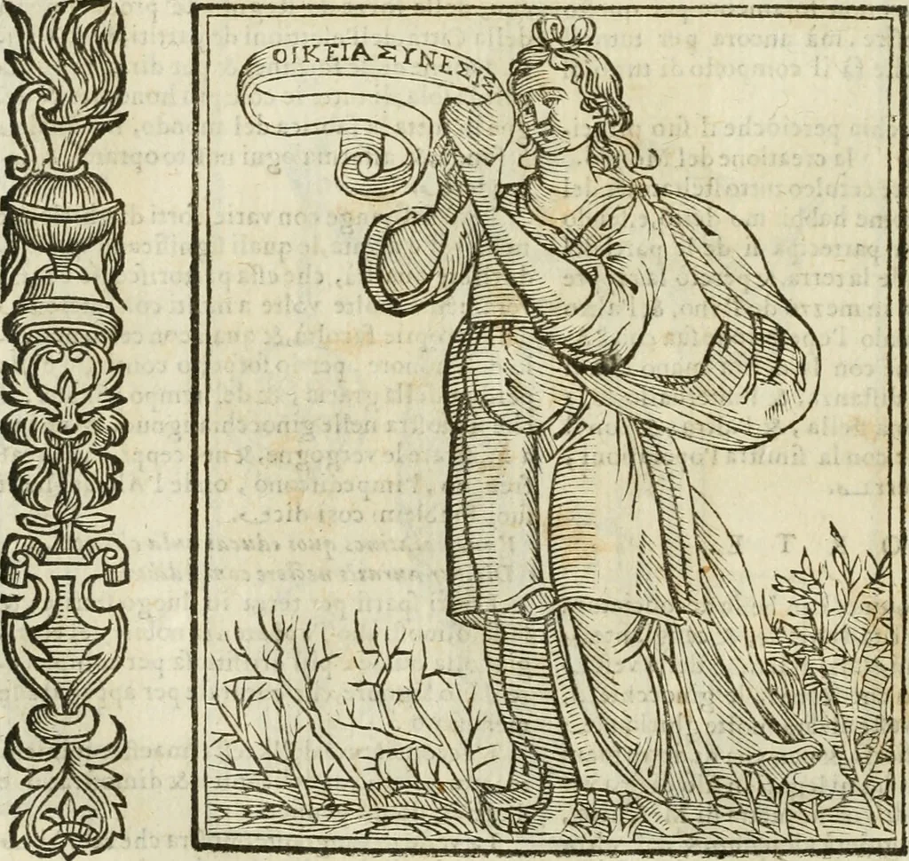 An illustration from Della nouissima Iconologia di Cesare Ripa Perugino Caualier de SS. Mauritio & Lazzaro : parte prima [-terza] : nella quale si descriuono diuerse imagini di virtu, vitij, affetti, passioni humane, arti, discipline, humori, elementi, corpi celesti, prouincie d'Italia, fiumi tutte parte del mondo, & altre infinite materie : opera utile ad oratori, predicatori, poeti, pittori, scultori, disegnatori, & ad'ogni studioso : per inuentar concetti, emblemi, ed'imprese, per diuisare qual si voglia apparato nutiale, funerale, trionsale : per rappresentar poemi drammatici, e per figurare co' suoi proprij simboli ciò che può cadere in pensiero humano : ampliata in quest' ultima editione non solo dallostesso auttore di trecento e cinquantadue imagini con molti discorsi pieni di varia eruditione & con molti indici copiosi, 1625, leaf 203