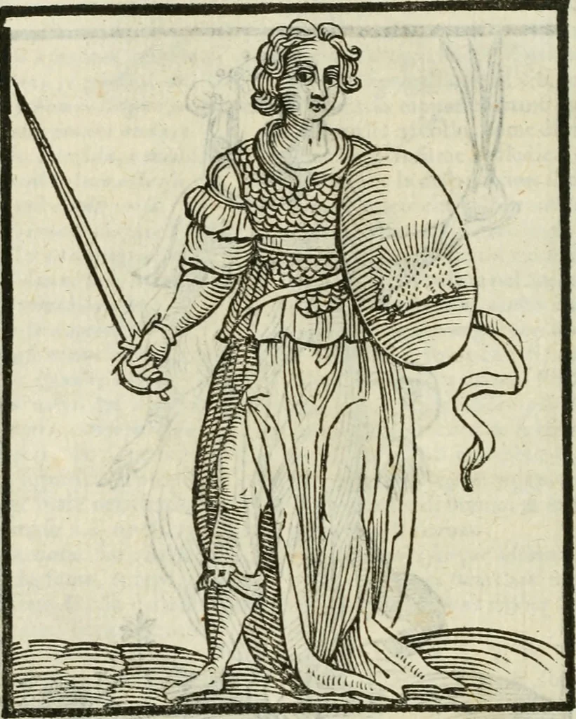An illustration from Della nouissima Iconologia di Cesare Ripa Perugino Caualier de SS. Mauritio & Lazzaro : parte prima [-terza] : nella quale si descriuono diuerse imagini di virtu, vitij, affetti, passioni humane, arti, discipline, humori, elementi, corpi celesti, prouincie d'Italia, fiumi tutte parte del mondo, & altre infinite materie : opera utile ad oratori, predicatori, poeti, pittori, scultori, disegnatori, & ad'ogni studioso : per inuentar concetti, emblemi, ed'imprese, per diuisare qual si voglia apparato nutiale, funerale, trionsale : per rappresentar poemi drammatici, e per figurare co' suoi proprij simboli ciò che può cadere in pensiero humano : ampliata in quest' ultima editione non solo dallostesso auttore di trecento e cinquantadue imagini con molti discorsi pieni di varia eruditione & con molti indici copiosi, 1625, leaf 231