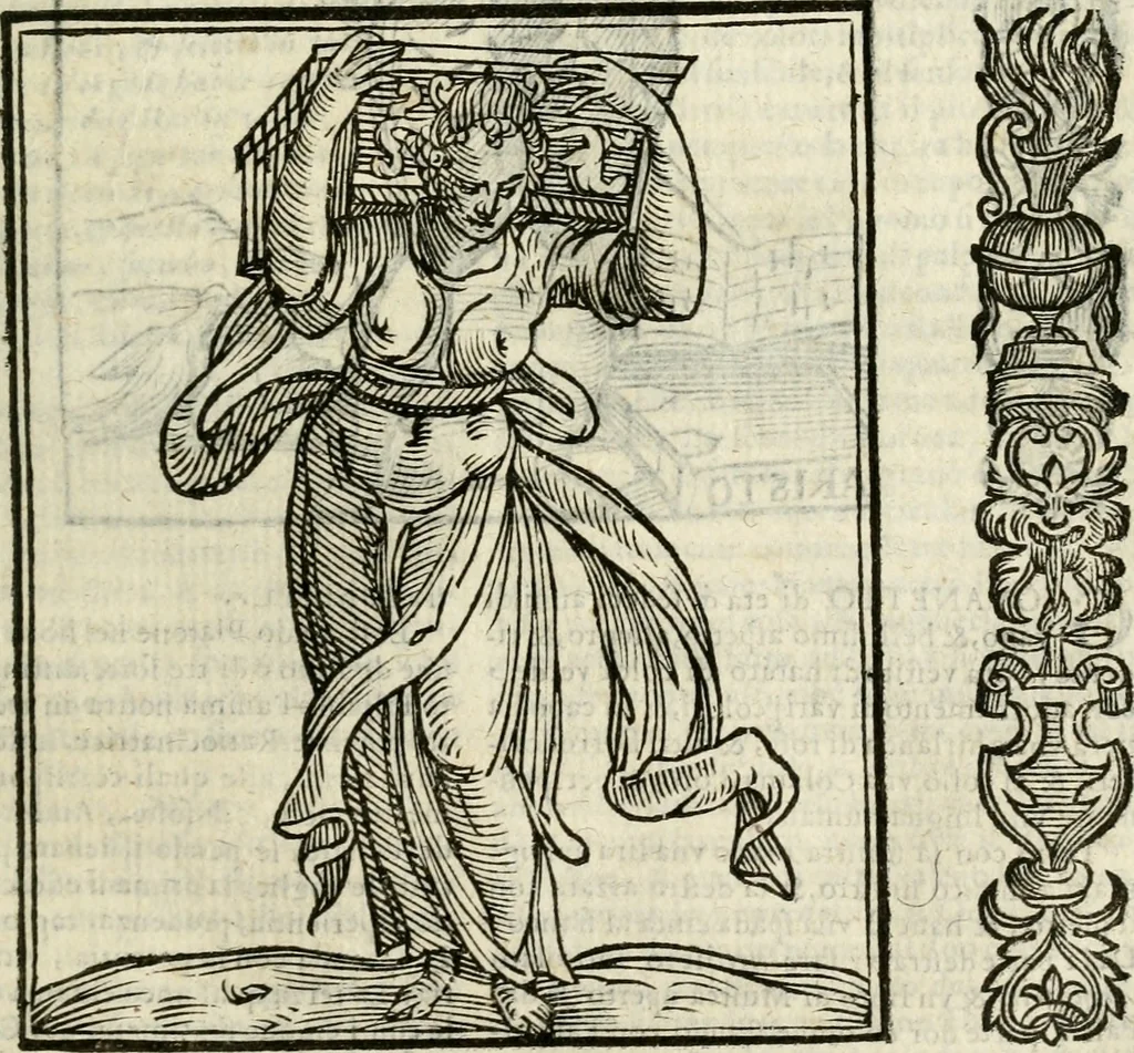 An illustration from Della nouissima Iconologia di Cesare Ripa Perugino Caualier de SS. Mauritio & Lazzaro : parte prima [-terza] : nella quale si descriuono diuerse imagini di virtu, vitij, affetti, passioni humane, arti, discipline, humori, elementi, corpi celesti, prouincie d'Italia, fiumi tutte parte del mondo, & altre infinite materie : opera utile ad oratori, predicatori, poeti, pittori, scultori, disegnatori, & ad'ogni studioso : per inuentar concetti, emblemi, ed'imprese, per diuisare qual si voglia apparato nutiale, funerale, trionsale : per rappresentar poemi drammatici, e per figurare co' suoi proprij simboli ciò che può cadere in pensiero humano : ampliata in quest' ultima editione non solo dallostesso auttore di trecento e cinquantadue imagini con molti discorsi pieni di varia eruditione & con molti indici copiosi, 1625, leaf 234