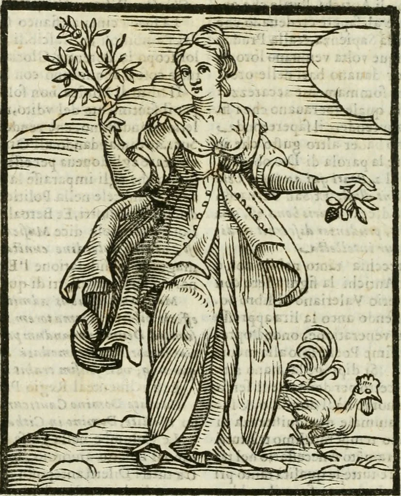 An illustration from Della nouissima Iconologia di Cesare Ripa Perugino Caualier de SS. Mauritio & Lazzaro : parte prima [-terza] : nella quale si descriuono diuerse imagini di virtu, vitij, affetti, passioni humane, arti, discipline, humori, elementi, corpi celesti, prouincie d'Italia, fiumi tutte parte del mondo, & altre infinite materie : opera utile ad oratori, predicatori, poeti, pittori, scultori, disegnatori, & ad'ogni studioso : per inuentar concetti, emblemi, ed'imprese, per diuisare qual si voglia apparato nutiale, funerale, trionsale : per rappresentar poemi drammatici, e per figurare co' suoi proprij simboli ciò che può cadere in pensiero humano : ampliata in quest' ultima editione non solo dallostesso auttore di trecento e cinquantadue imagini con molti discorsi pieni di varia eruditione & con molti indici copiosi, 1625, leaf 239
