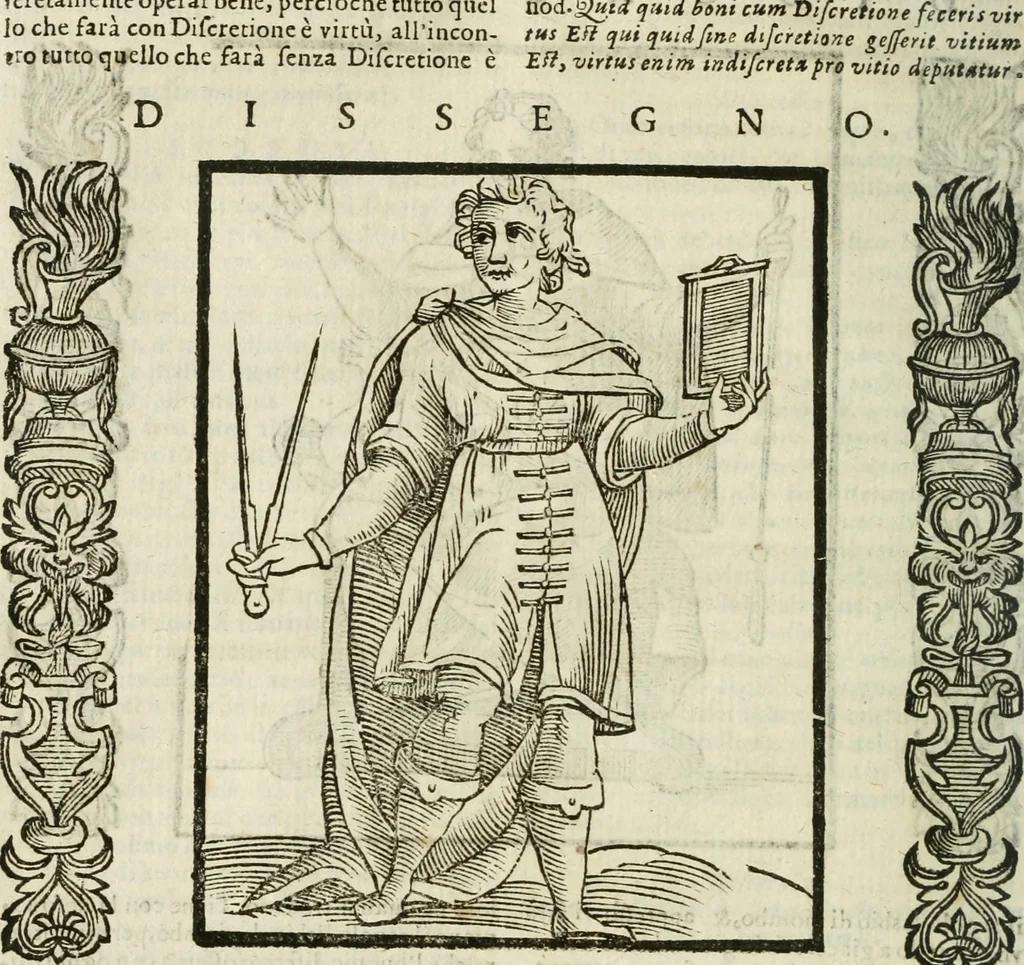 An illustration from Della nouissima Iconologia di Cesare Ripa Perugino Caualier de SS. Mauritio & Lazzaro : parte prima [-terza] : nella quale si descriuono diuerse imagini di virtu, vitij, affetti, passioni humane, arti, discipline, humori, elementi, corpi celesti, prouincie d'Italia, fiumi tutte parte del mondo, & altre infinite materie : opera utile ad oratori, predicatori, poeti, pittori, scultori, disegnatori, & ad'ogni studioso : per inuentar concetti, emblemi, ed'imprese, per diuisare qual si voglia apparato nutiale, funerale, trionsale : per rappresentar poemi drammatici, e per figurare co' suoi proprij simboli ciò che può cadere in pensiero humano : ampliata in quest' ultima editione non solo dallostesso auttore di trecento e cinquantadue imagini con molti discorsi pieni di varia eruditione & con molti indici copiosi, 1625, leaf 243