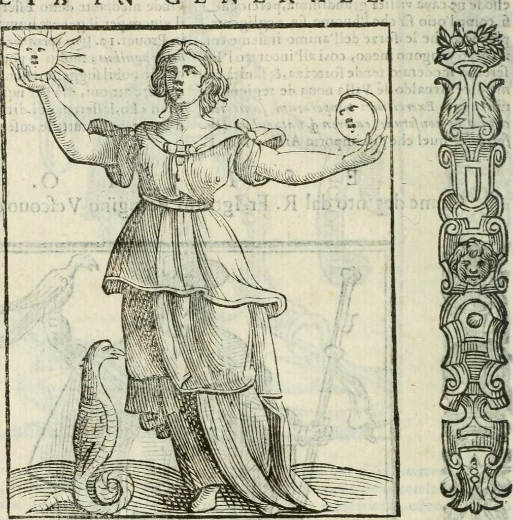 An illustration from Della nouissima Iconologia di Cesare Ripa Perugino Caualier de SS. Mauritio & Lazzaro : parte prima [-terza] : nella quale si descriuono diuerse imagini di virtu, vitij, affetti, passioni humane, arti, discipline, humori, elementi, corpi celesti, prouincie d'Italia, fiumi tutte parte del mondo, & altre infinite materie : opera utile ad oratori, predicatori, poeti, pittori, scultori, disegnatori, & ad'ogni studioso : per inuentar concetti, emblemi, ed'imprese, per diuisare qual si voglia apparato nutiale, funerale, trionsale : per rappresentar poemi drammatici, e per figurare co' suoi proprij simboli ciò che può cadere in pensiero humano : ampliata in quest' ultima editione non solo dallostesso auttore di trecento e cinquantadue imagini con molti discorsi pieni di varia eruditione & con molti indici copiosi, 1625, leaf 273