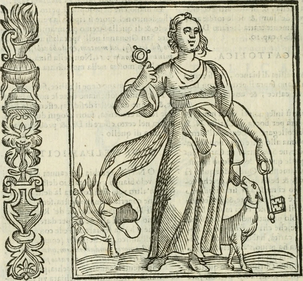 An illustration from Della nouissima Iconologia di Cesare Ripa Perugino Caualier de SS. Mauritio & Lazzaro : parte prima [-terza] : nella quale si descriuono diuerse imagini di virtu, vitij, affetti, passioni humane, arti, discipline, humori, elementi, corpi celesti, prouincie d'Italia, fiumi tutte parte del mondo, & altre infinite materie : opera utile ad oratori, predicatori, poeti, pittori, scultori, disegnatori, & ad'ogni studioso : per inuentar concetti, emblemi, ed'imprese, per diuisare qual si voglia apparato nutiale, funerale, trionsale : per rappresentar poemi drammatici, e per figurare co' suoi proprij simboli ciò che può cadere in pensiero humano : ampliata in quest' ultima editione non solo dallostesso auttore di trecento e cinquantadue imagini con molti discorsi pieni di varia eruditione & con molti indici copiosi, 1625, leaf 293