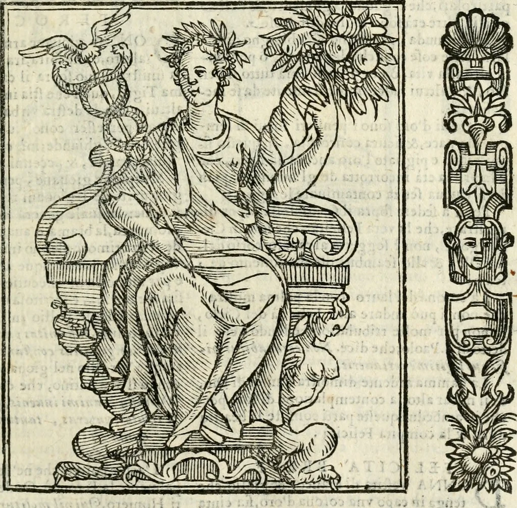 An illustration from Della nouissima Iconologia di Cesare Ripa Perugino Caualier de SS. Mauritio & Lazzaro : parte prima [-terza] : nella quale si descriuono diuerse imagini di virtu, vitij, affetti, passioni humane, arti, discipline, humori, elementi, corpi celesti, prouincie d'Italia, fiumi tutte parte del mondo, & altre infinite materie : opera utile ad oratori, predicatori, poeti, pittori, scultori, disegnatori, & ad'ogni studioso : per inuentar concetti, emblemi, ed'imprese, per diuisare qual si voglia apparato nutiale, funerale, trionsale : per rappresentar poemi drammatici, e per figurare co' suoi proprij simboli ciò che può cadere in pensiero humano : ampliata in quest' ultima editione non solo dallostesso auttore di trecento e cinquantadue imagini con molti discorsi pieni di varia eruditione & con molti indici copiosi, 1625, leaf 294