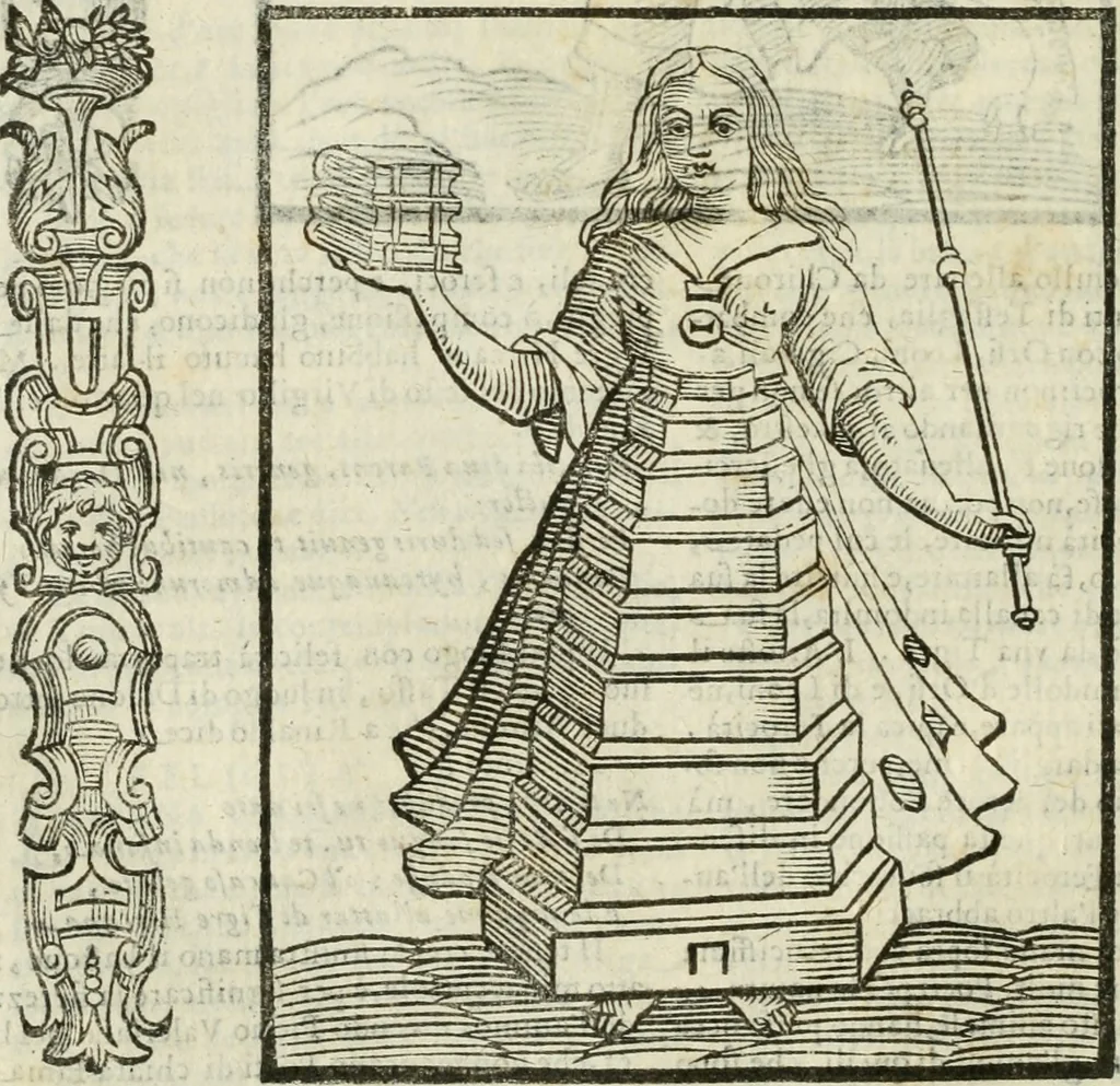 An illustration from Della nouissima Iconologia di Cesare Ripa Perugino Caualier de SS. Mauritio & Lazzaro : parte prima [-terza] : nella quale si descriuono diuerse imagini di virtu, vitij, affetti, passioni humane, arti, discipline, humori, elementi, corpi celesti, prouincie d'Italia, fiumi tutte parte del mondo, & altre infinite materie : opera utile ad oratori, predicatori, poeti, pittori, scultori, disegnatori, & ad'ogni studioso : per inuentar concetti, emblemi, ed'imprese, per diuisare qual si voglia apparato nutiale, funerale, trionsale : per rappresentar poemi drammatici, e per figurare co' suoi proprij simboli ciò che può cadere in pensiero humano : ampliata in quest' ultima editione non solo dallostesso auttore di trecento e cinquantadue imagini con molti discorsi pieni di varia eruditione & con molti indici copiosi, 1625, leaf 297