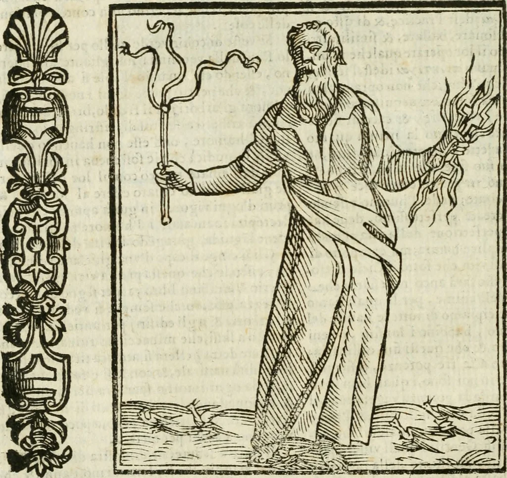 An illustration from Della nouissima Iconologia di Cesare Ripa Perugino Caualier de SS. Mauritio & Lazzaro : parte prima [-terza] : nella quale si descriuono diuerse imagini di virtu, vitij, affetti, passioni humane, arti, discipline, humori, elementi, corpi celesti, prouincie d'Italia, fiumi tutte parte del mondo, & altre infinite materie : opera utile ad oratori, predicatori, poeti, pittori, scultori, disegnatori, & ad'ogni studioso : per inuentar concetti, emblemi, ed'imprese, per diuisare qual si voglia apparato nutiale, funerale, trionsale : per rappresentar poemi drammatici, e per figurare co' suoi proprij simboli ciò che può cadere in pensiero humano : ampliata in quest' ultima editione non solo dallostesso auttore di trecento e cinquantadue imagini con molti discorsi pieni di varia eruditione & con molti indici copiosi, 1625, leaf 315