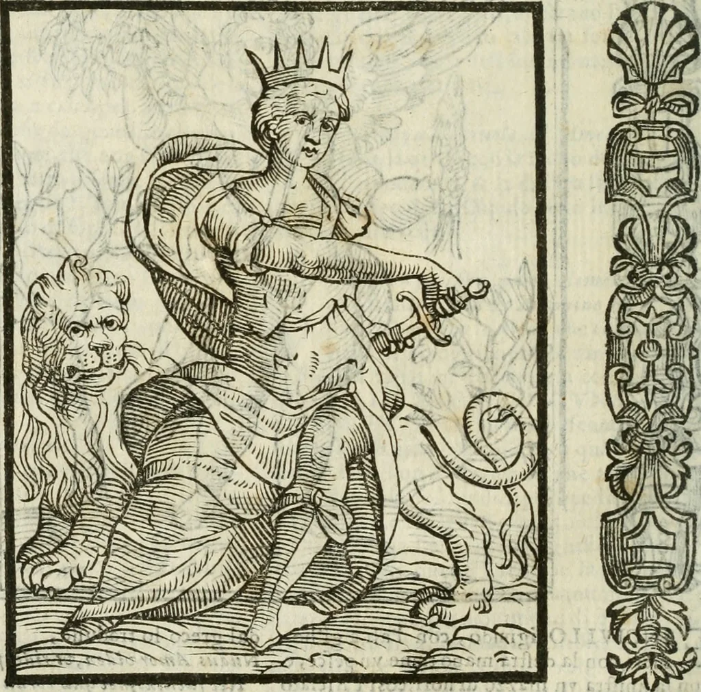 An illustration from Della nouissima Iconologia di Cesare Ripa Perugino Caualier de SS. Mauritio & Lazzaro : parte prima [-terza] : nella quale si descriuono diuerse imagini di virtu, vitij, affetti, passioni humane, arti, discipline, humori, elementi, corpi celesti, prouincie d'Italia, fiumi tutte parte del mondo, & altre infinite materie : opera utile ad oratori, predicatori, poeti, pittori, scultori, disegnatori, & ad'ogni studioso : per inuentar concetti, emblemi, ed'imprese, per diuisare qual si voglia apparato nutiale, funerale, trionsale : per rappresentar poemi drammatici, e per figurare co' suoi proprij simboli ciò che può cadere in pensiero humano : ampliata in quest' ultima editione non solo dallostesso auttore di trecento e cinquantadue imagini con molti discorsi pieni di varia eruditione & con molti indici copiosi, 1625, leaf 321