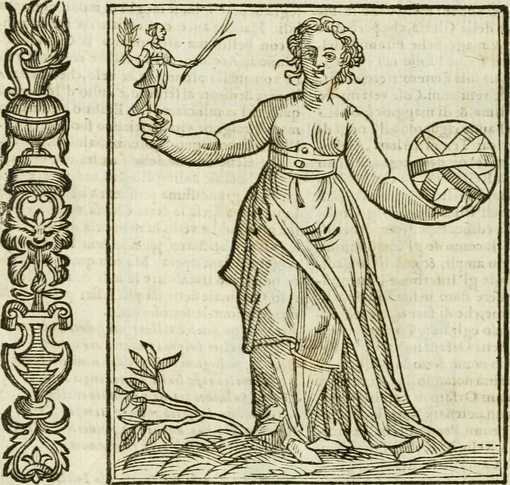 An illustration from Della nouissima Iconologia di Cesare Ripa Perugino Caualier de SS. Mauritio & Lazzaro : parte prima [-terza] : nella quale si descriuono diuerse imagini di virtu, vitij, affetti, passioni humane, arti, discipline, humori, elementi, corpi celesti, prouincie d'Italia, fiumi tutte parte del mondo, & altre infinite materie : opera utile ad oratori, predicatori, poeti, pittori, scultori, disegnatori, & ad'ogni studioso : per inuentar concetti, emblemi, ed'imprese, per diuisare qual si voglia apparato nutiale, funerale, trionsale : per rappresentar poemi drammatici, e per figurare co' suoi proprij simboli ciò che può cadere in pensiero humano : ampliata in quest' ultima editione non solo dallostesso auttore di trecento e cinquantadue imagini con molti discorsi pieni di varia eruditione & con molti indici copiosi, 1625, leaf 349