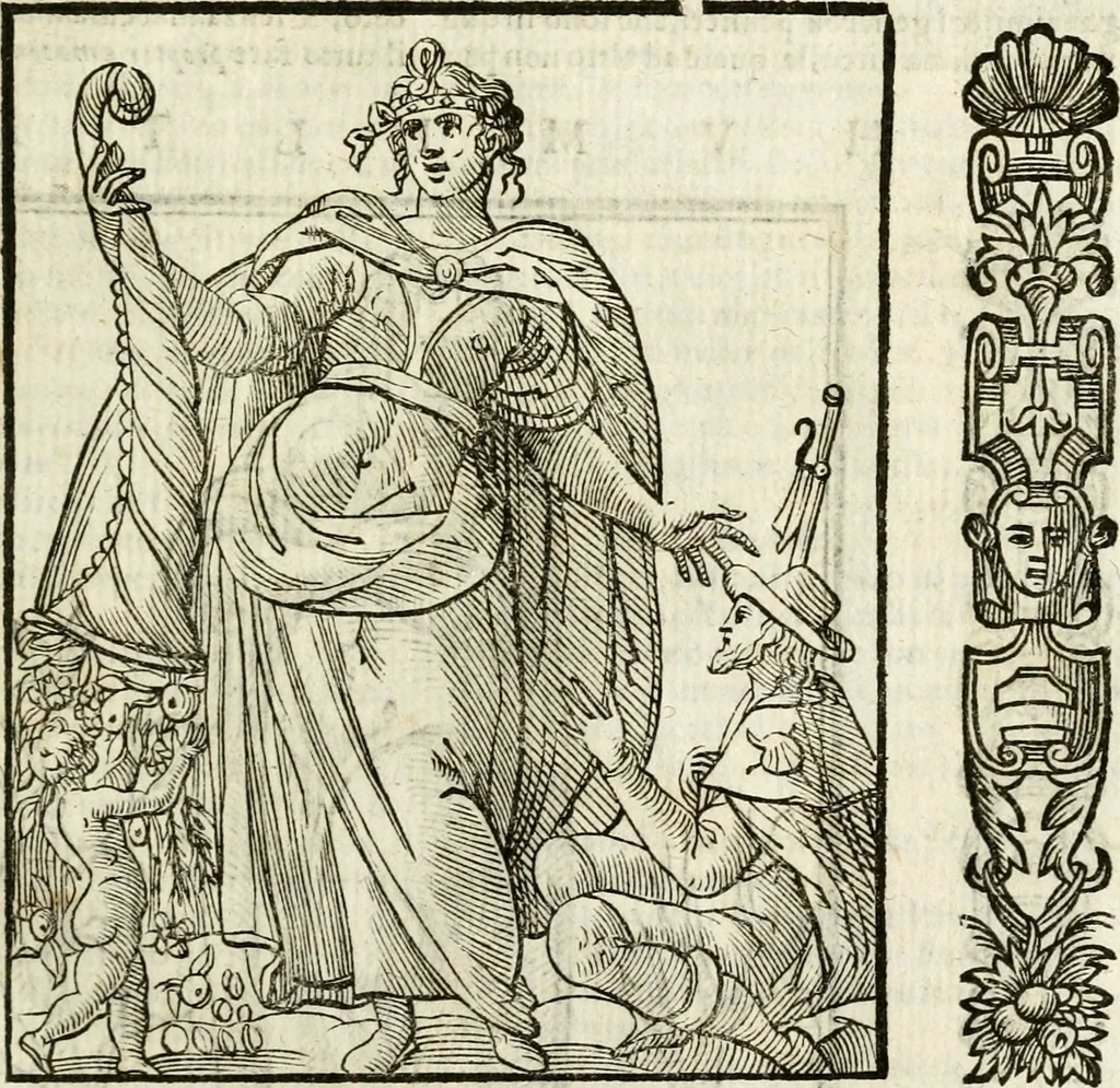 An illustration from Della nouissima Iconologia di Cesare Ripa Perugino Caualier de SS. Mauritio & Lazzaro : parte prima [-terza] : nella quale si descriuono diuerse imagini di virtu, vitij, affetti, passioni humane, arti, discipline, humori, elementi, corpi celesti, prouincie d'Italia, fiumi tutte parte del mondo, & altre infinite materie : opera utile ad oratori, predicatori, poeti, pittori, scultori, disegnatori, & ad'ogni studioso : per inuentar concetti, emblemi, ed'imprese, per diuisare qual si voglia apparato nutiale, funerale, trionsale : per rappresentar poemi drammatici, e per figurare co' suoi proprij simboli ciò che può cadere in pensiero humano : ampliata in quest' ultima editione non solo dallostesso auttore di trecento e cinquantadue imagini con molti discorsi pieni di varia eruditione & con molti indici copiosi, 1625, leaf 368