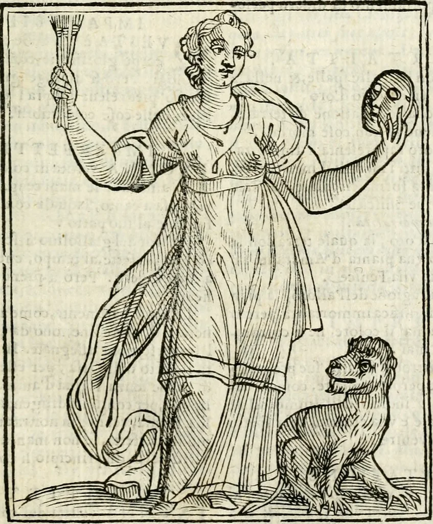 An illustration from Della nouissima Iconologia di Cesare Ripa Perugino Caualier de SS. Mauritio & Lazzaro : parte prima [-terza] : nella quale si descriuono diuerse imagini di virtu, vitij, affetti, passioni humane, arti, discipline, humori, elementi, corpi celesti, prouincie d'Italia, fiumi tutte parte del mondo, & altre infinite materie : opera utile ad oratori, predicatori, poeti, pittori, scultori, disegnatori, & ad'ogni studioso : per inuentar concetti, emblemi, ed'imprese, per diuisare qual si voglia apparato nutiale, funerale, trionsale : per rappresentar poemi drammatici, e per figurare co' suoi proprij simboli ciò che può cadere in pensiero humano : ampliata in quest' ultima editione non solo dallostesso auttore di trecento e cinquantadue imagini con molti discorsi pieni di varia eruditione & con molti indici copiosi, 1625, leaf 376