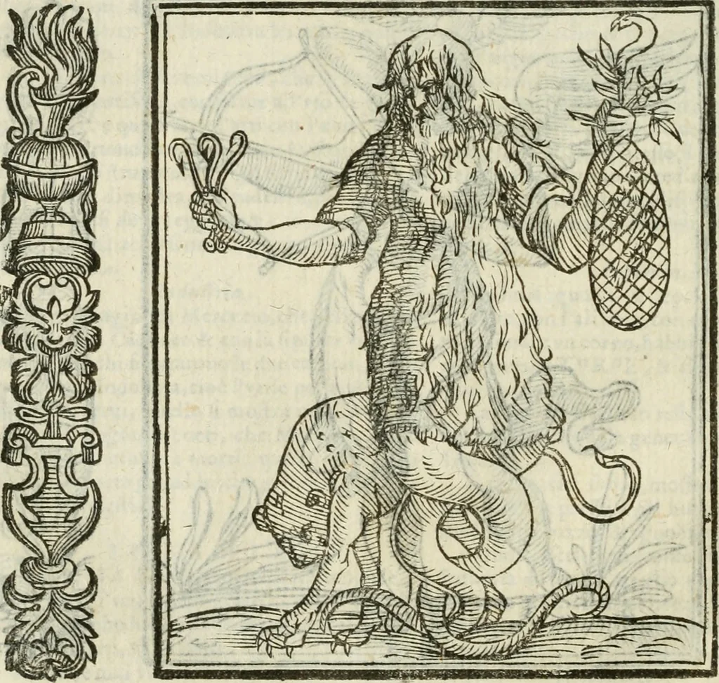 An illustration from Della nouissima Iconologia di Cesare Ripa Perugino Caualier de SS. Mauritio & Lazzaro : parte prima [-terza] : nella quale si descriuono diuerse imagini di virtu, vitij, affetti, passioni humane, arti, discipline, humori, elementi, corpi celesti, prouincie d'Italia, fiumi tutte parte del mondo, & altre infinite materie : opera utile ad oratori, predicatori, poeti, pittori, scultori, disegnatori, & ad'ogni studioso : per inuentar concetti, emblemi, ed'imprese, per diuisare qual si voglia apparato nutiale, funerale, trionsale : per rappresentar poemi drammatici, e per figurare co' suoi proprij simboli ciò che può cadere in pensiero humano : ampliata in quest' ultima editione non solo dallostesso auttore di trecento e cinquantadue imagini con molti discorsi pieni di varia eruditione & con molti indici copiosi, 1625, leaf 385
