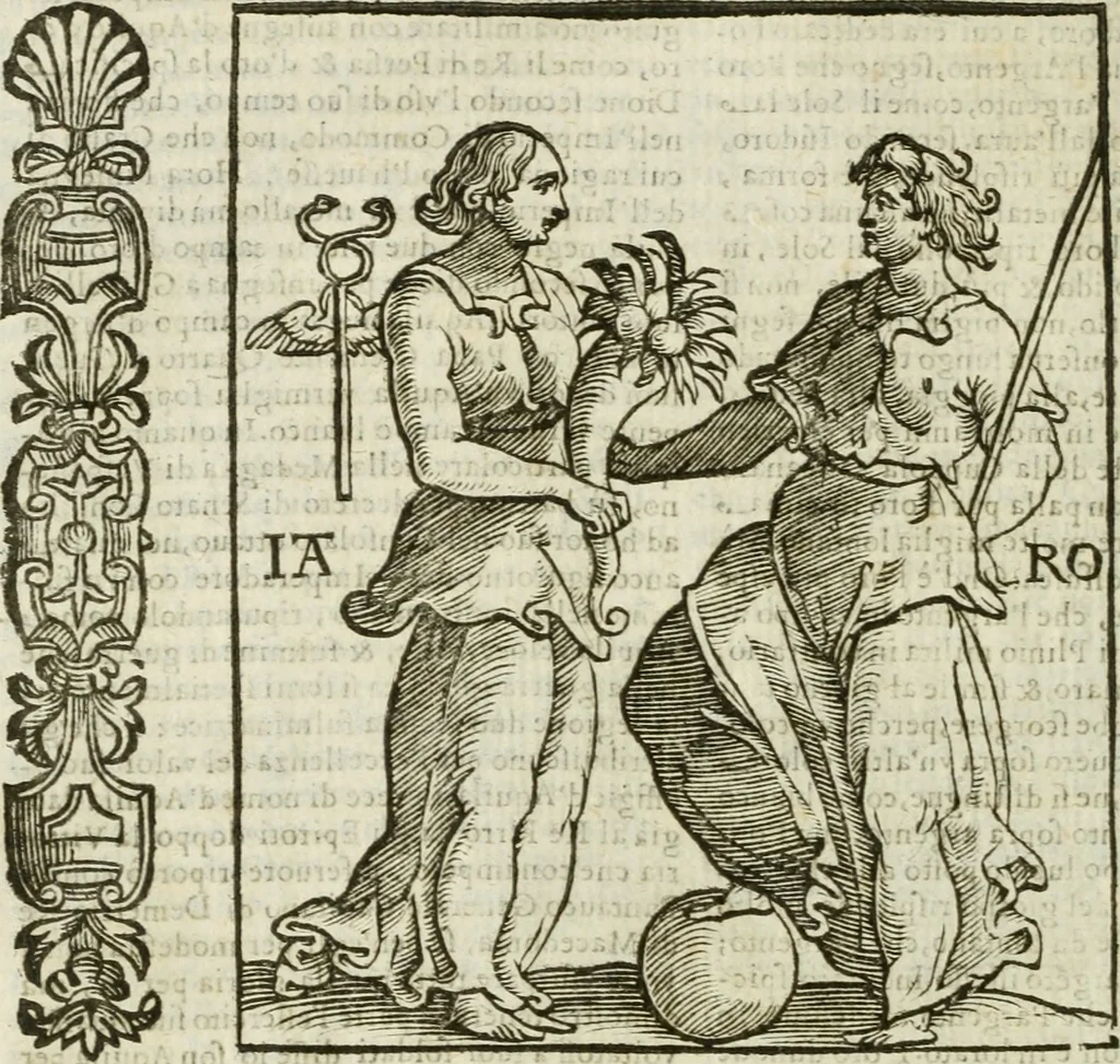 An illustration from Della nouissima Iconologia di Cesare Ripa Perugino Caualier de SS. Mauritio & Lazzaro : parte prima [-terza] : nella quale si descriuono diuerse imagini di virtu, vitij, affetti, passioni humane, arti, discipline, humori, elementi, corpi celesti, prouincie d'Italia, fiumi tutte parte del mondo, & altre infinite materie : opera utile ad oratori, predicatori, poeti, pittori, scultori, disegnatori, & ad'ogni studioso : per inuentar concetti, emblemi, ed'imprese, per diuisare qual si voglia apparato nutiale, funerale, trionsale : per rappresentar poemi drammatici, e per figurare co' suoi proprij simboli ciò che può cadere in pensiero humano : ampliata in quest' ultima editione non solo dallostesso auttore di trecento e cinquantadue imagini con molti discorsi pieni di varia eruditione & con molti indici copiosi, 1625, leaf 409