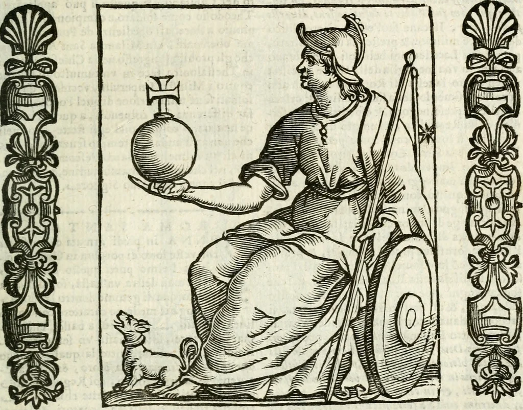 An illustration from Della nouissima Iconologia di Cesare Ripa Perugino Caualier de SS. Mauritio & Lazzaro : parte prima [-terza] : nella quale si descriuono diuerse imagini di virtu, vitij, affetti, passioni humane, arti, discipline, humori, elementi, corpi celesti, prouincie d'Italia, fiumi tutte parte del mondo, & altre infinite materie : opera utile ad oratori, predicatori, poeti, pittori, scultori, disegnatori, & ad'ogni studioso : per inuentar concetti, emblemi, ed'imprese, per diuisare qual si voglia apparato nutiale, funerale, trionsale : per rappresentar poemi drammatici, e per figurare co' suoi proprij simboli ciò che può cadere in pensiero humano : ampliata in quest' ultima editione non solo dallostesso auttore di trecento e cinquantadue imagini con molti discorsi pieni di varia eruditione & con molti indici copiosi, 1625, leaf 418