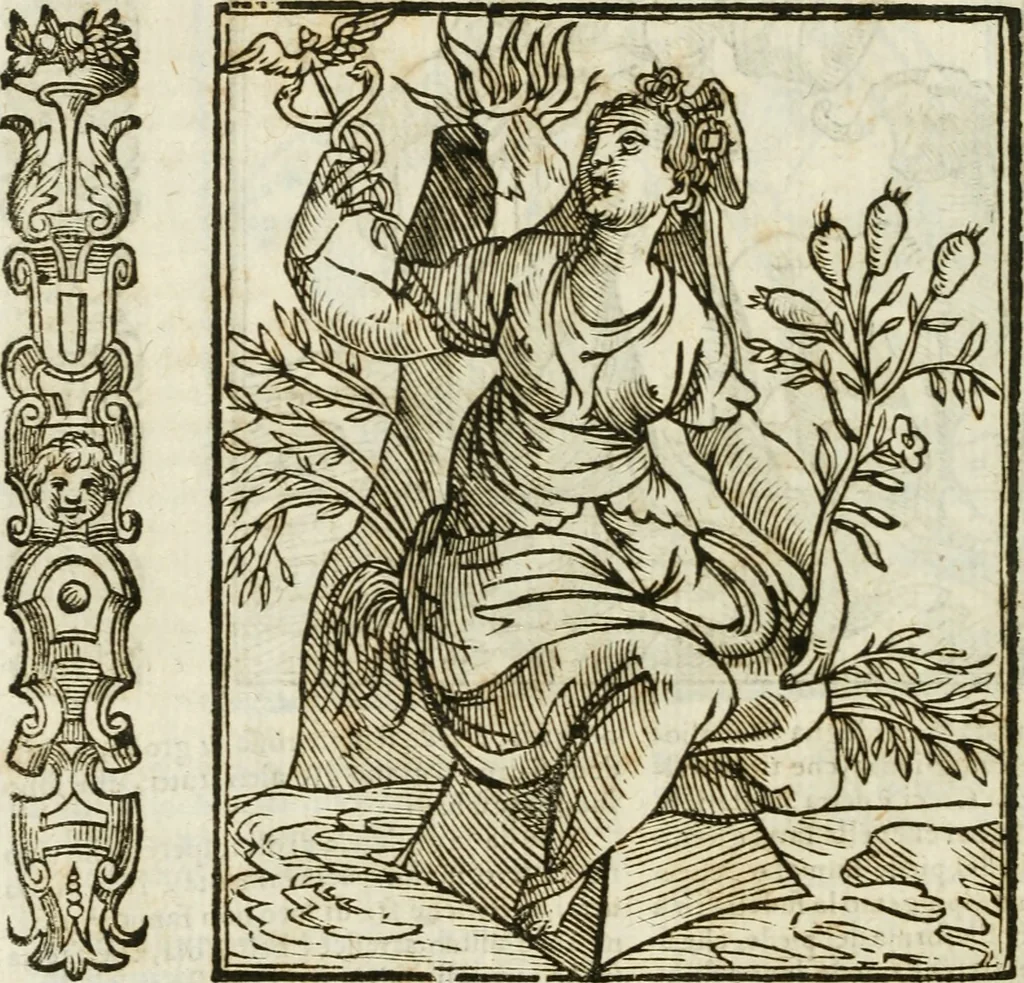 An illustration from Della nouissima Iconologia di Cesare Ripa Perugino Caualier de SS. Mauritio & Lazzaro : parte prima [-terza] : nella quale si descriuono diuerse imagini di virtu, vitij, affetti, passioni humane, arti, discipline, humori, elementi, corpi celesti, prouincie d'Italia, fiumi tutte parte del mondo, & altre infinite materie : opera utile ad oratori, predicatori, poeti, pittori, scultori, disegnatori, & ad'ogni studioso : per inuentar concetti, emblemi, ed'imprese, per diuisare qual si voglia apparato nutiale, funerale, trionsale : per rappresentar poemi drammatici, e per figurare co' suoi proprij simboli ciò che può cadere in pensiero humano : ampliata in quest' ultima editione non solo dallostesso auttore di trecento e cinquantadue imagini con molti discorsi pieni di varia eruditione & con molti indici copiosi, 1625, leaf 447
