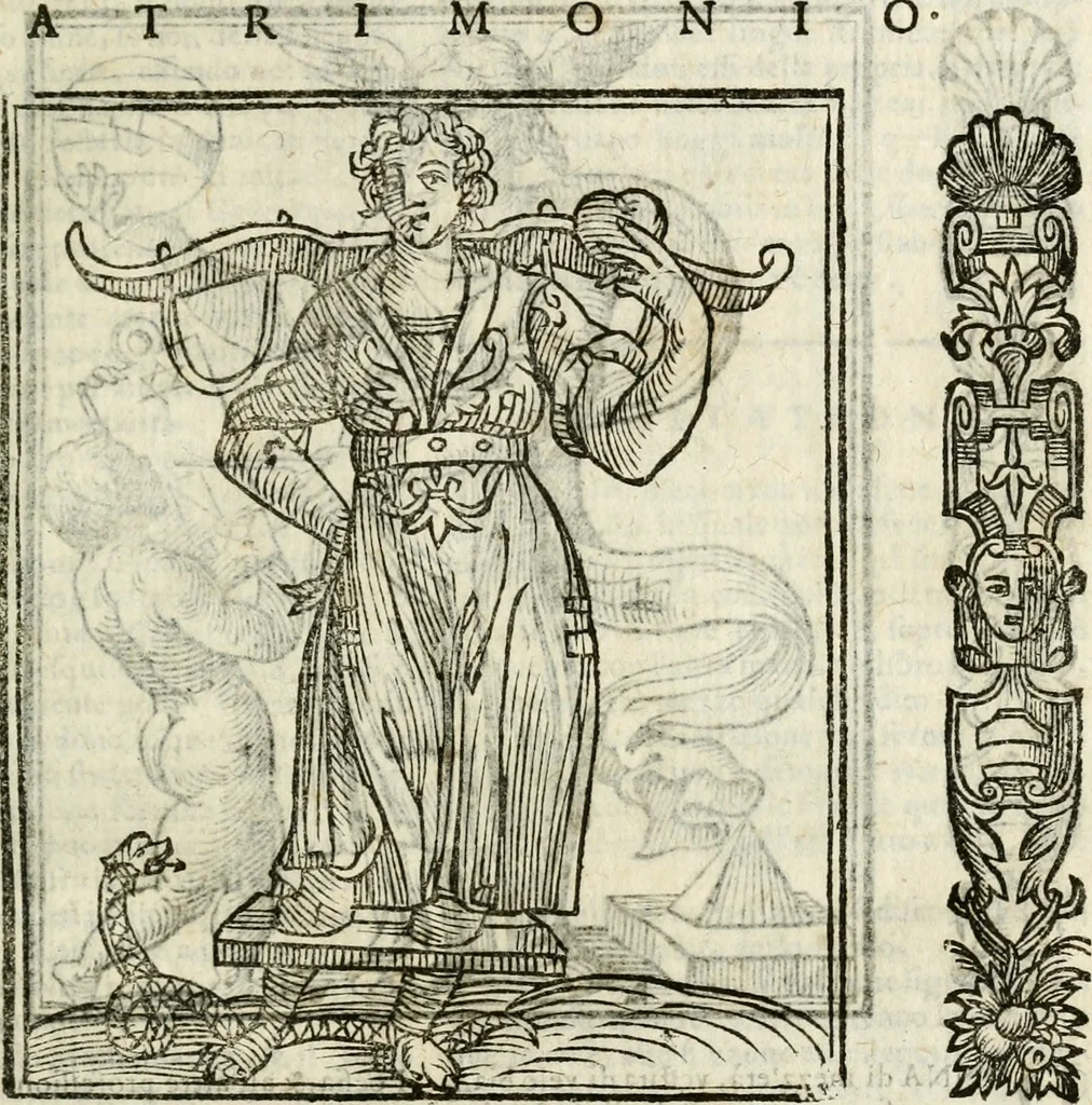 An illustration from Della nouissima Iconologia di Cesare Ripa Perugino Caualier de SS. Mauritio & Lazzaro : parte prima [-terza] : nella quale si descriuono diuerse imagini di virtu, vitij, affetti, passioni humane, arti, discipline, humori, elementi, corpi celesti, prouincie d'Italia, fiumi tutte parte del mondo, & altre infinite materie : opera utile ad oratori, predicatori, poeti, pittori, scultori, disegnatori, & ad'ogni studioso : per inuentar concetti, emblemi, ed'imprese, per diuisare qual si voglia apparato nutiale, funerale, trionsale : per rappresentar poemi drammatici, e per figurare co' suoi proprij simboli ciò che può cadere in pensiero humano : ampliata in quest' ultima editione non solo dallostesso auttore di trecento e cinquantadue imagini con molti discorsi pieni di varia eruditione & con molti indici copiosi, 1625, leaf 476