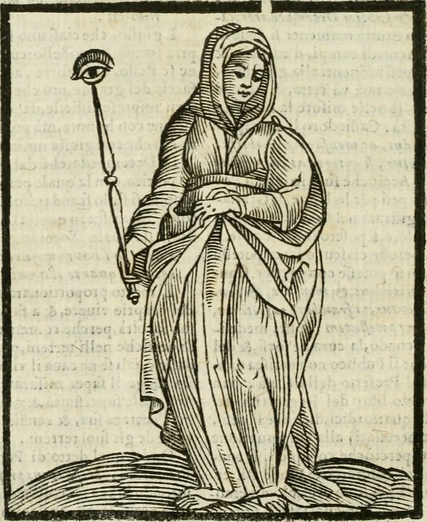 An illustration from Della nouissima Iconologia di Cesare Ripa Perugino Caualier de SS. Mauritio & Lazzaro : parte prima [-terza] : nella quale si descriuono diuerse imagini di virtu, vitij, affetti, passioni humane, arti, discipline, humori, elementi, corpi celesti, prouincie d'Italia, fiumi tutte parte del mondo, & altre infinite materie : opera utile ad oratori, predicatori, poeti, pittori, scultori, disegnatori, & ad'ogni studioso : per inuentar concetti, emblemi, ed'imprese, per diuisare qual si voglia apparato nutiale, funerale, trionsale : per rappresentar poemi drammatici, e per figurare co' suoi proprij simboli ciò che può cadere in pensiero humano : ampliata in quest' ultima editione non solo dallostesso auttore di trecento e cinquantadue imagini con molti discorsi pieni di varia eruditione & con molti indici copiosi, 1625, leaf 501